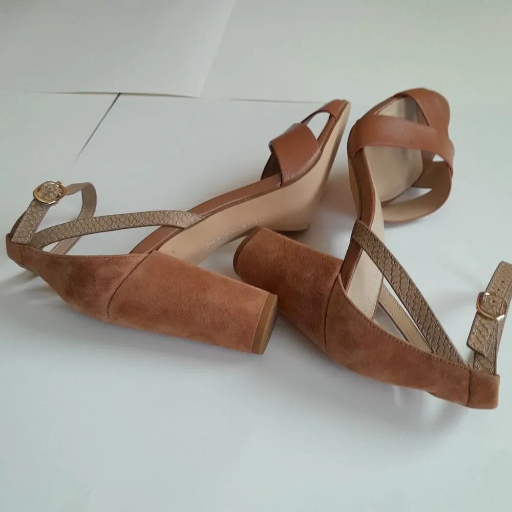 H by Halston Kaely Snake Embossed Tan Heels Size 10M